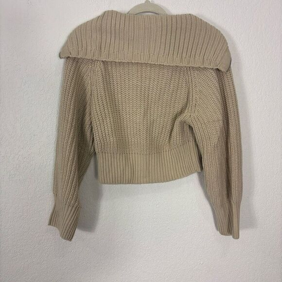 New H&M Cream Knit Oversized Collar Cropped Pullover Sweater XXS - Picture 2 of 6